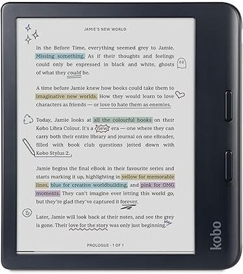 KOBO Libra Colour, eReader, 7” Glare-Free Colour E Ink Kaleido™ 3 Display E-reader(7 inch Screen Black)