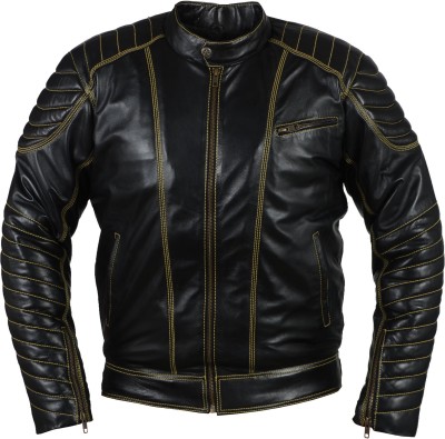 Glam Kills Full Sleeve Solid Men Fine Leather Jacket