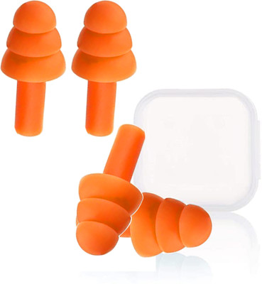 james 2 Pairs Silicone Reusable for Swimming Waterproof, Concert, Loud Noise Reducing Ear Plug(Orange)