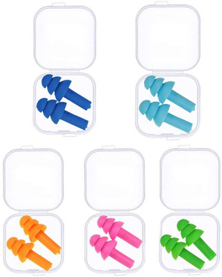 Noegil 5 Pair Soft Silica Gel Noise Reduction for Sleeping/Meditation/Swimming Ear Plug(Multicolor)