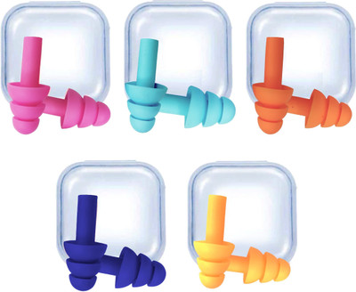Kalpdev Soft Silicone Noise Reduction Ear Plugs for Sleeping, Meditation, Swimming (5 Pairs) Ear Plug(Multicolor)