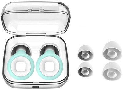 Augen Ear Plugs for Sleeping, Noise Canceling, Reusable Silicone (Green White, M8) Ear Plug(Green, White)