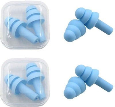 Scheibe Earplugs Noise Reduction for Swimming Airplanes Musicians Concerts Silicone Ear Plug(Blue)