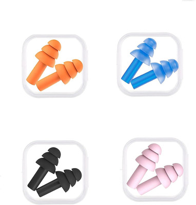 SAIM 4 PAIR Silicone Noise Swimming Ear Plugs Sound Canceling Soft Reusable Ear Plug(Multicolor)