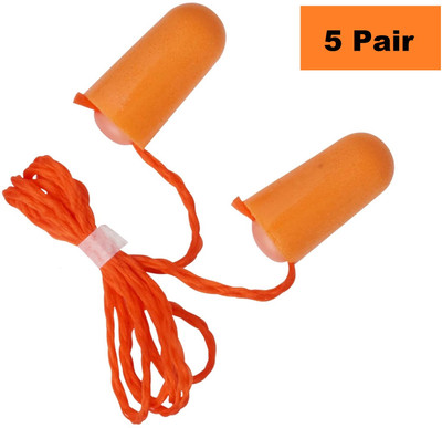 Eltihr 3M 1110 Corded Reusable Ear Plugs For Noise Cancellation, Soundproof (5 Pair) Ear Plug(Orange)