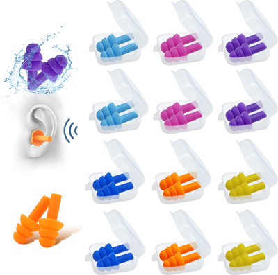 Koccido Ear Plugs Soft Silica Gel Noise Reduction for Sleeping/Swimming /Reusable use Ear Plug & Nose Clip(Multicolor)
