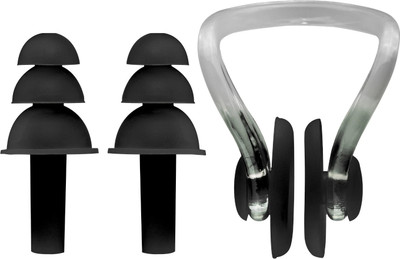 KARBD Water Protection Soft Silicone Swimming Ear Plug & Nose Clip(Black)