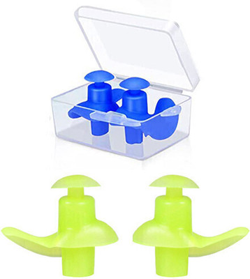 Silicon Earplugs 2 Pair for Swimming,Sleeping,studying,watersports Ear Plug(Blue, Green)