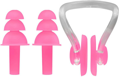 KARBD Combo Set of 2 Water Protection Soft Silicone Swimming Ear Plug & Nose Clip(Pink)