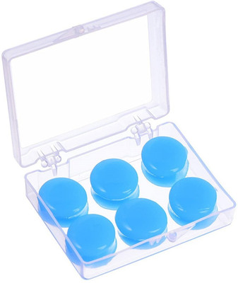 Augen Reusable Soft Silicone Earplugs Waterproof Moldable 3 Pairs Ear Plug(Blue)