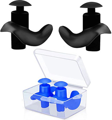 Silicon Earplugs 2 Pair for Swimming,Sleeping,studying,watersports Ear Plug(Blue, Black)