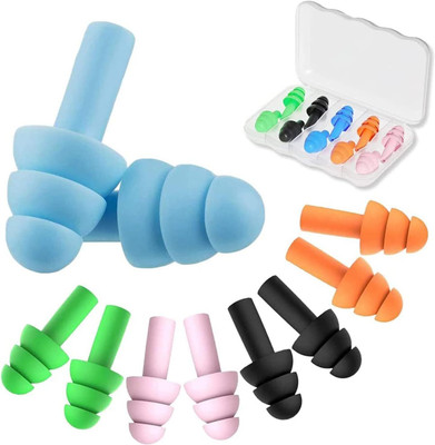 Eltihr 5 Pair Ear Plugs for Sleeping Noise Cancelling,Reusable Silicone Sound Blocking Ear Plug & Nose Clip(Multicolor)