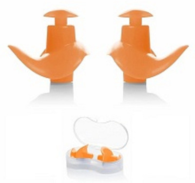 JAMES INTERNATIONAL Swimming Soft Silicone Comfortable Noise-Reducing Reusable Ideal for Adults/Kids Ear Plug(Orange)
