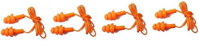 ASKOVID Pack of 4 Soft Silicone Noise Reduction Ear Plugs for Sleeping, Meditation, Swimming adult and child, Reusable Earmuff for Travel Flights Ear Plug(Orange)