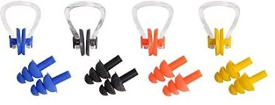 james 4 Pair Waterproof Silicone Swimming Earplugs Nose Clip & Ear Plugs Ear Plug & Nose Clip(Blue, Black, Orange, Yellow)