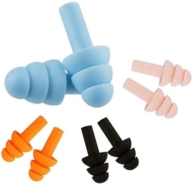 earplugs Umbrella Shape 4 Pair Silicon earplug for Swimming, meditation,studying,Sleeping Ear Plug(Multicolor)