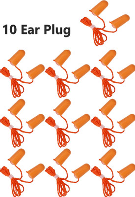 Koccido 10 Ear Plug Corded. Extra Soft_Reusable Earbuds Noise Cancellation Ear Plug & Nose Clip(Orange)