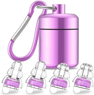 Yomauiyee Earplugs for Musicians, Music Festivals, Noise Reduction, 24db 2 Pairs Ear Plug(Purple)