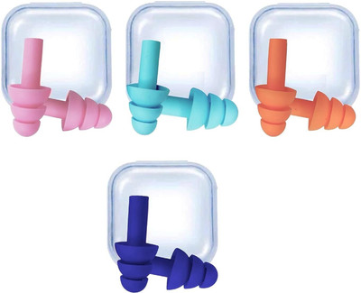 amsinmonitor Earplugs for Sleeping Noise Cancelling, Reusable Ear Plugs Soft Silicone Pair-4 Ear Plug & Nose Clip(Multicolor)