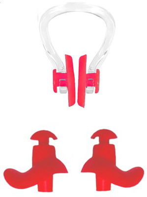 JAMES INTERNATIONAL Water Proof Swimming Ear Protector Silicone Ear Plug & Nose Clip(Red)