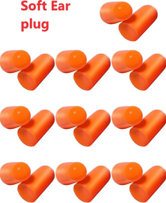 Koccido 10 Pair Ear Plug Un-Corded, Extra Soft, Reusable Earbuds Noise Cancellation Ear Plug & Nose Clip(Orange)