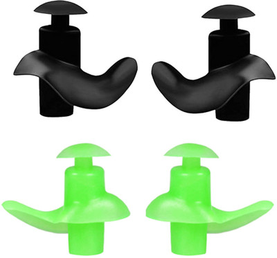 Silicon Earplugs 2 Pair for Swimming,Sleeping,studying,watersports Ear Plug(Blue, Green)