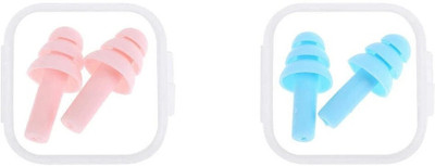 james 2 Pairs Soft Reusable Waterproof Earplugs, Concert, Study, Loud Noise Reducing Ear Plug(Pink, Blue)