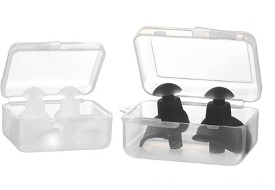 Silicon Earplugs 2 Pair Black and White LR earplug for Swimming,Bathing,Watersports,Pool Party Ear Plug(Multicolor)