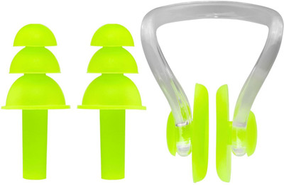 KARBD Combo Set of 2 Water Protection Soft Silicone Swimming Ear Plug & Nose Clip(Green)