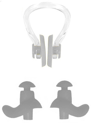 james WaterProof Swimming Ear Protector Silicone Ear Plug & Nose Clip(Grey)