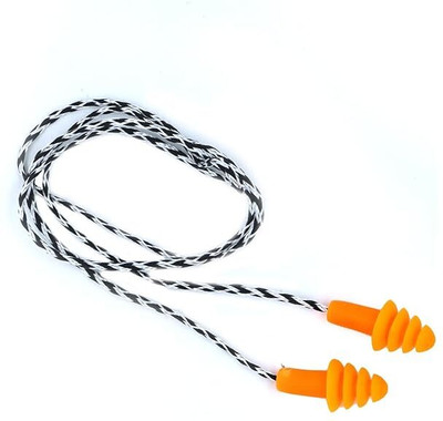 DECENT AIR SYSTEM Multi functional Corded Soft Silicone Earplug Reusable for Sleeping Hearing Protection Swimming Pack of 10. Ear Plug(Orange)