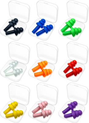 Eltihr 9 Pair Ear Plugs for Sleeping Noise Cancelling,Reusable Silicone Sound Blocking Ear Plug & Nose Clip(Multicolor)