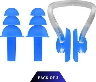 KARBD Combo Set of 2 Water Protection Soft Silicone Swimming Ear Plug & Nose Clip(Blue)