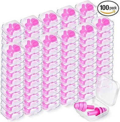 Eltihr 100 Pairs Ear Plugs ,NRR 29dB Reusable Silicone Ear Plugs Soft Noise Reduction Ear Plug(Multicolor)