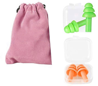 james Reusable Silicone EarPlugs for Swimming Waterproof, Concert, Loud Noise Reducing Ear Plug(Green, Orange)