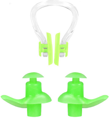 JAMES INTERNATIONAL Water Proof Swimming Ear Protector Silicone With Nose Clip Ear Plug & Nose Clip(Green)