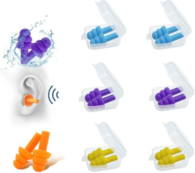 El Syco Ear Plugs Soft Silica Gel Noise Reduction-Random Color-6 Pairs Ear Plug(Multicolor)