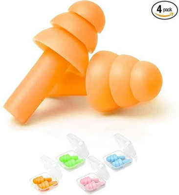 james 4 Pairs Multi Colour Soft Silicone Ear Plugs for Sleeping Noise Cancelling Ear Plug(Orange, Green, Blue, Pink)