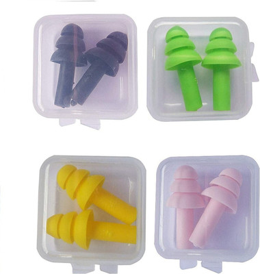Jmaes Soft Silicone Noise Reduction Ear Plugs for Sleeping, Meditation Combo Pack of 4 Ear Plug(Yellow, Pink, Black, Green)