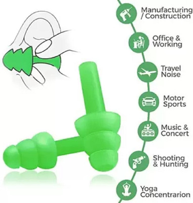 james Soft Silicone Reusable for Swimming Waterproof , Sleeping Ear Protection 1 Pair Ear Plug(Green)