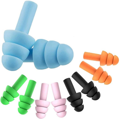 BLP Reusable Silicone Earplugs for Swimming & Sleeping, Noise Cancelling - 5 Pair Ear Plug(Multicolor)