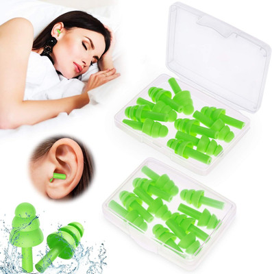 Scheibe Reusable Silicone Ear Plugs, Waterproof Noise Reduction Ear Plug(Green)