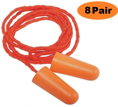 Eltihr 8 Pair Foam Corded Ear Plug with Cottan Thread | Noise Reduction Earplugs Ear Plug(Orange)