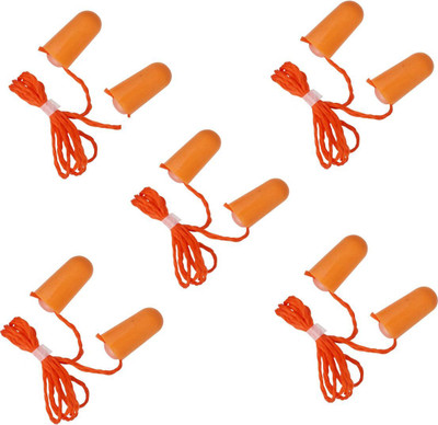 Koccido 5 Pair Ear Plug Corded, Extra Soft, Reusable Earbuds Noise Cancellation Ear Plug & Nose Clip(Orange)