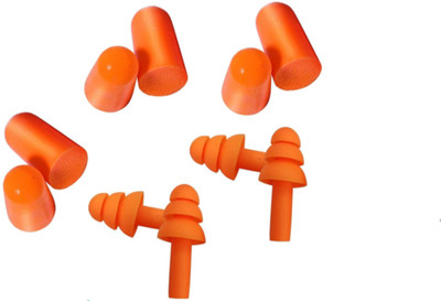 Vidhmahi Ear Plugs Combo – 2 Silicone + 3 Foam for Sleeping, Swimming, Travel Ear Plug(Orange)