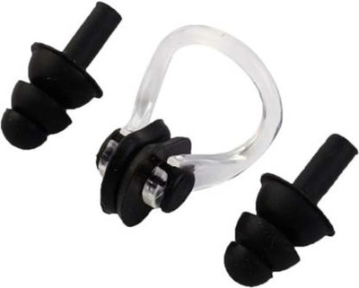 Mahadev Sports Swimming Soft Silicon Ear Plug & Nose Clip(Black)