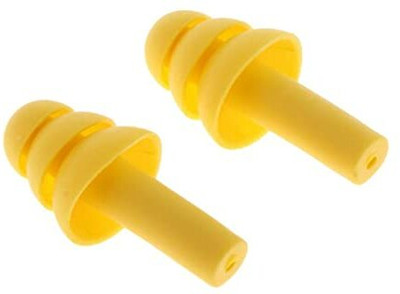 Silicon Earplugs 1 Pair Reusable soft silicone tree shape Ear Plug(Yellow)