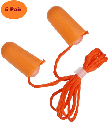 ZIRAK 5 Pair Noise Reduction Corded Earplugs, Extra Soft Material, Sound reduction Ear Plug(Orange)