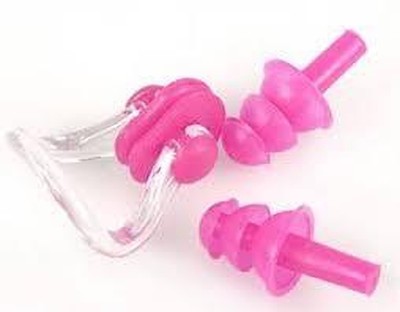 Bhati Enterprises Waterproof Soft Silicon Swimming Earplugs & Nose Clip Set with Case Box-- Ear Plug & Nose Clip(Pink)