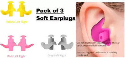 Silicon Earplugs Soft Reusable for swimming, watersports, Bathing Ear Plug(Multicolor)
